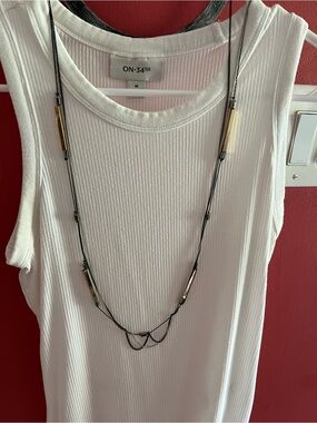 OS: Black and Gold Multi-Strand Pendant Necklace